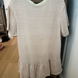 Listicle Cream Knit Dress with Short Sleeves